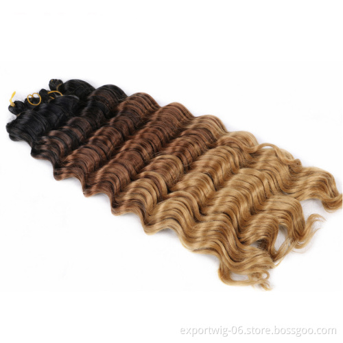 20 inch Synthetic Deep Wave Hair Extension Wholesale Ocean Wave Crochet Hair Ombre Water Deep Curly Braid Hair